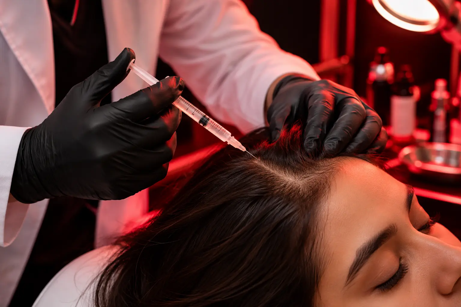 Mesotherapy scalp treatment for hair thinning and scalp nourishment
