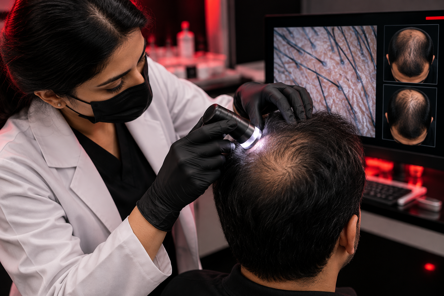 Medical consultation for hair restoration treatment
